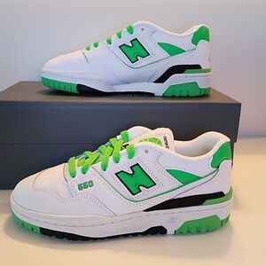 New Balance 550 White and Green Sneakers